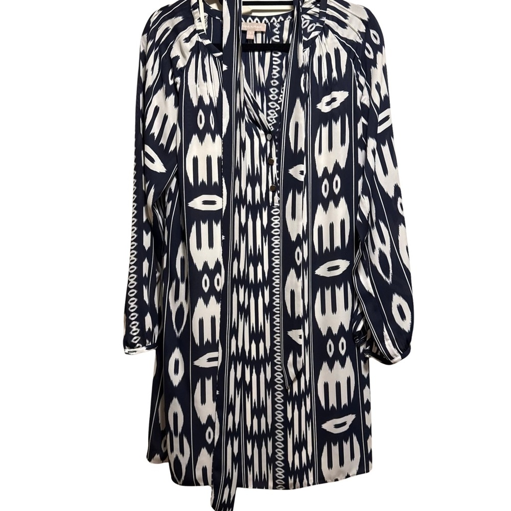 Banana Republic Navy and White Midi Dress